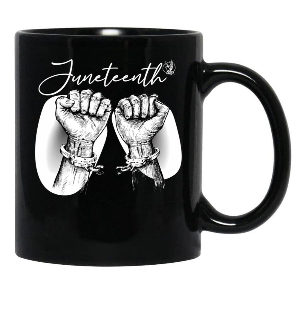 Juneteenth Broken Handcuff Freedom Black Coffee Mug - Black