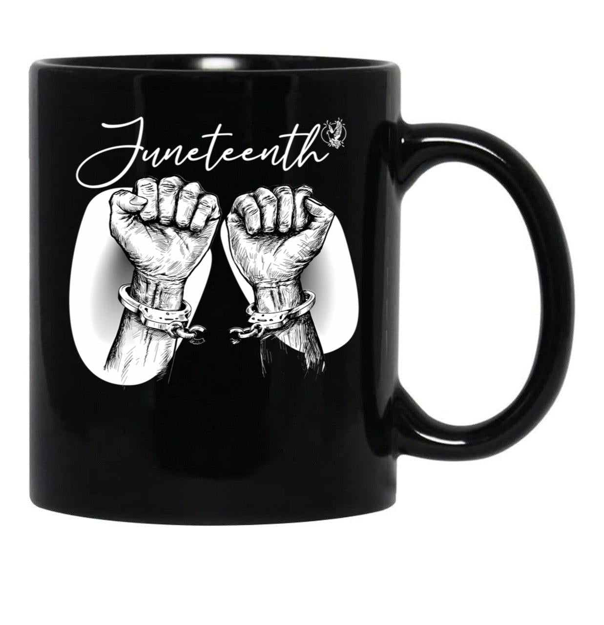 Juneteenth Broken Handcuff Freedom Black Coffee Mug - Black