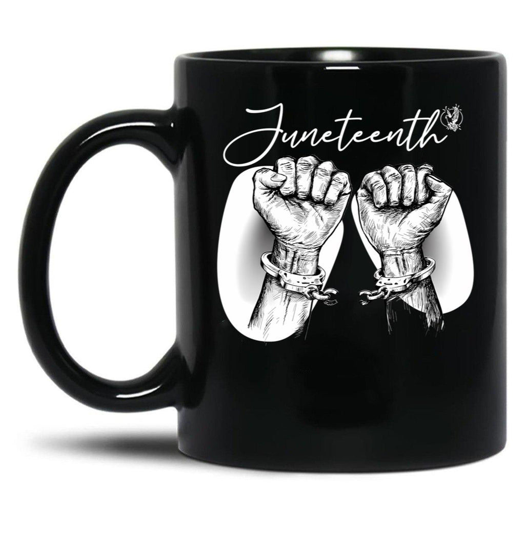 Juneteenth Broken Handcuff Freedom Black Coffee Mug