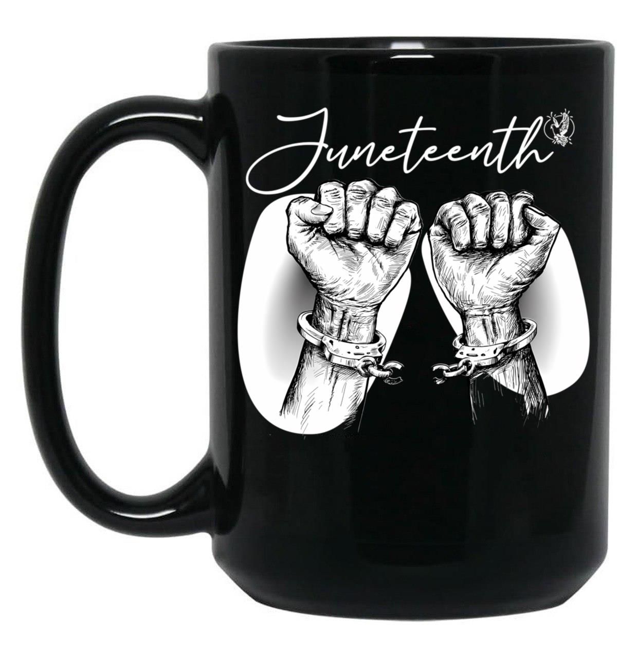 Juneteenth Broken Handcuff Freedom Black Coffee Mug