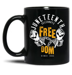 Juneteenth Celebrate Freedom Design Black Coffee Mug