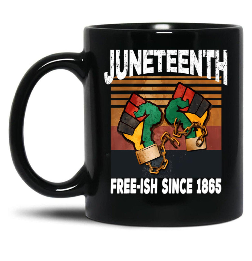 Juneteenth Flag Design Free-Ish Since 1865 Black History Black Coffee Mug