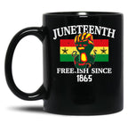 Juneteenth Free-Ish Since 1865 Raised Fist Black Coffee Mug