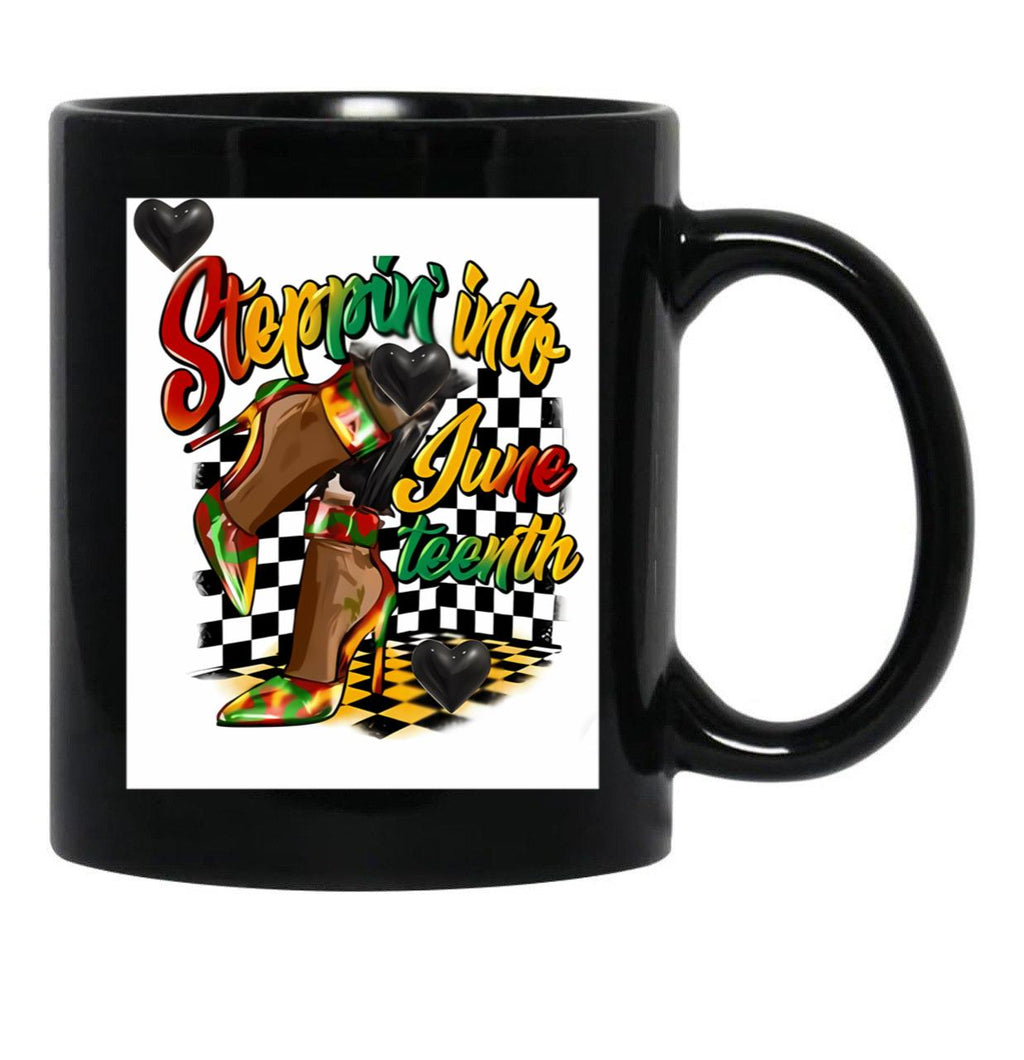 Juneteenth Pattern Heels Black Coffee Mug - Black