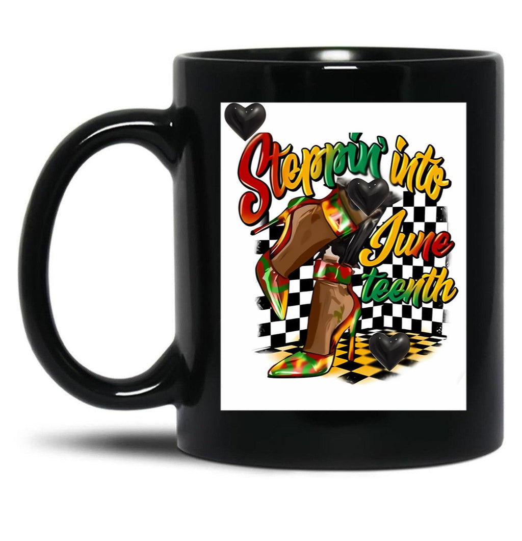 Juneteenth Pattern Heels Black Coffee Mug