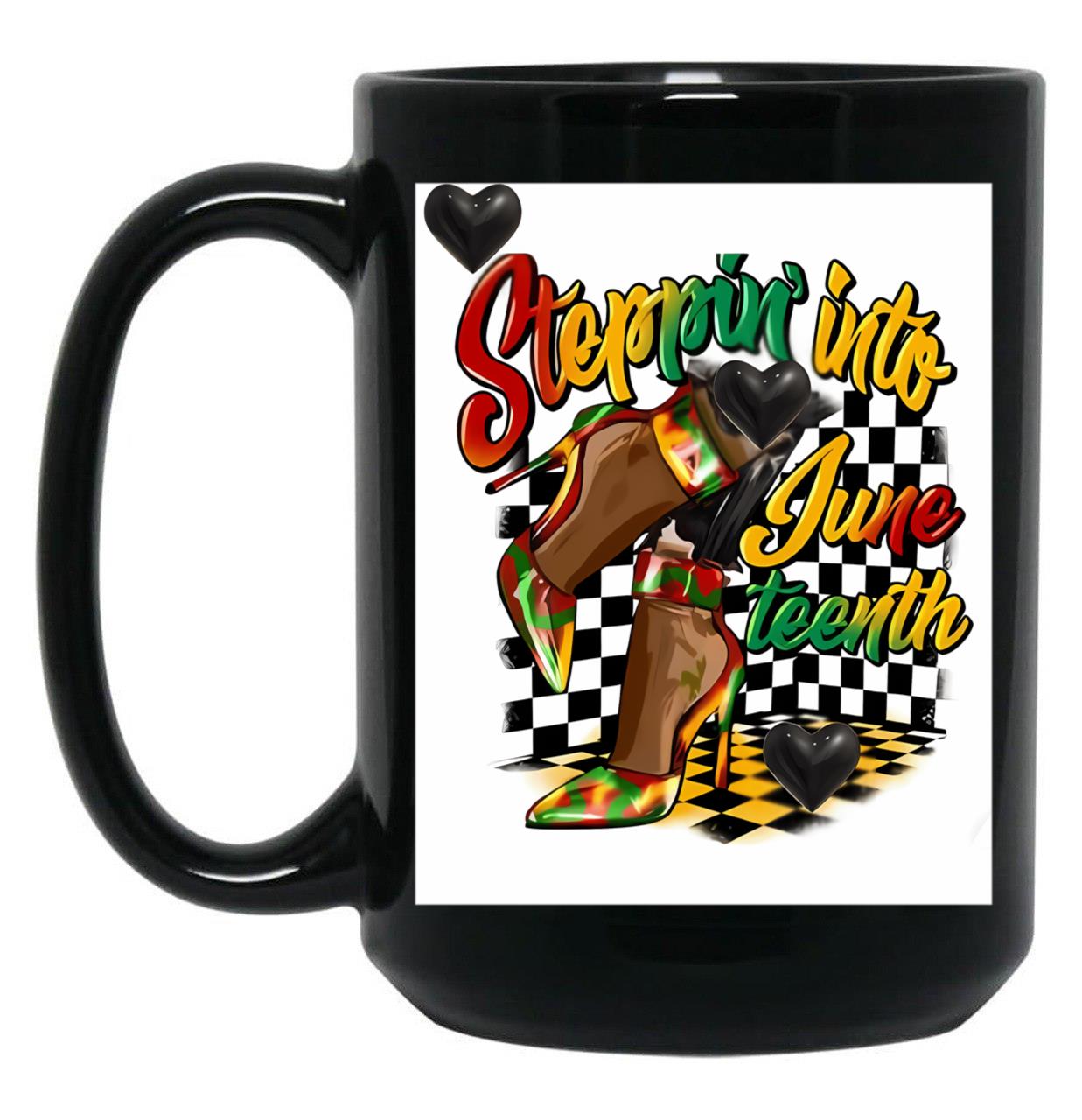 Juneteenth Pattern Heels Black Coffee Mug