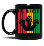 Juneteenth Power Fists Black Coffee Mug