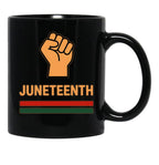 Juneteenth - Raised Fist Black Coffee Mug - Black