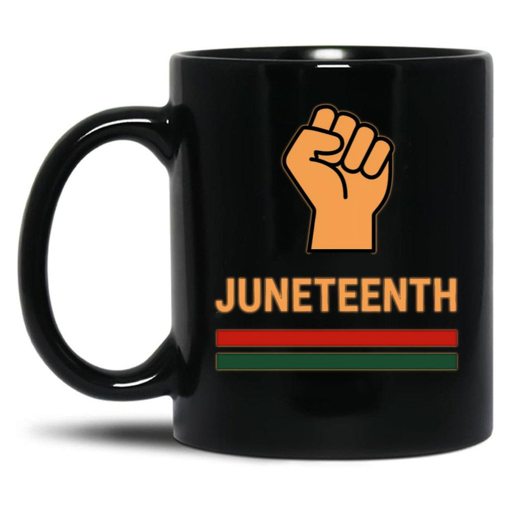 Juneteenth - Raised Fist Black Coffee Mug