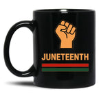 Juneteenth - Raised Fist Black Coffee Mug