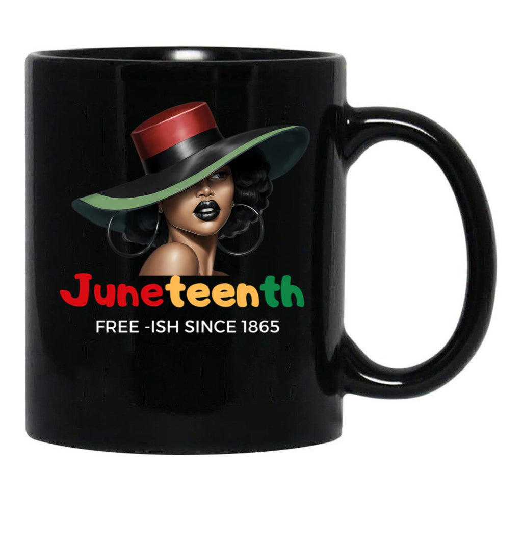Juneteenth Mugs Women Celebrating-Black Freedom Day 1865 Black Coffee Mug - Black