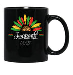 Juneteenth Sunflower Black Coffee Mug - Black