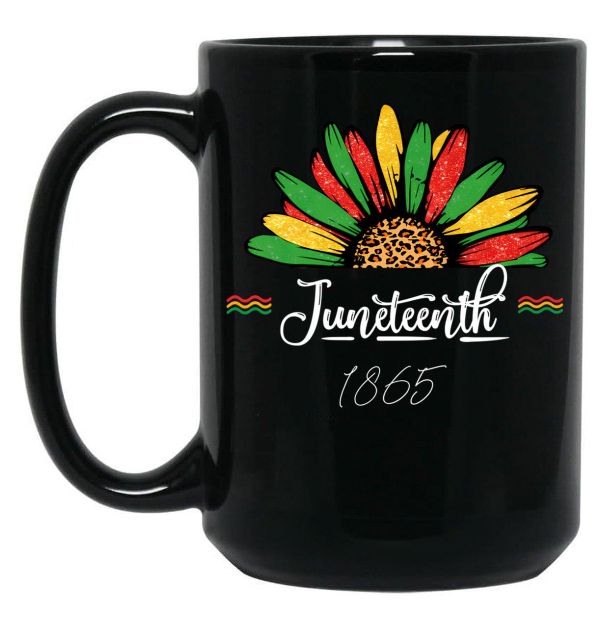 Juneteenth Sunflower Black Coffee Mug