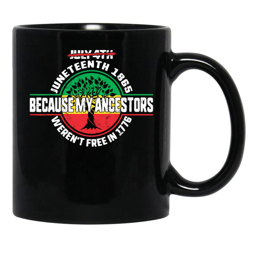 Juneteenth Tree Independence Freedom Day Black Coffee Mug - Black