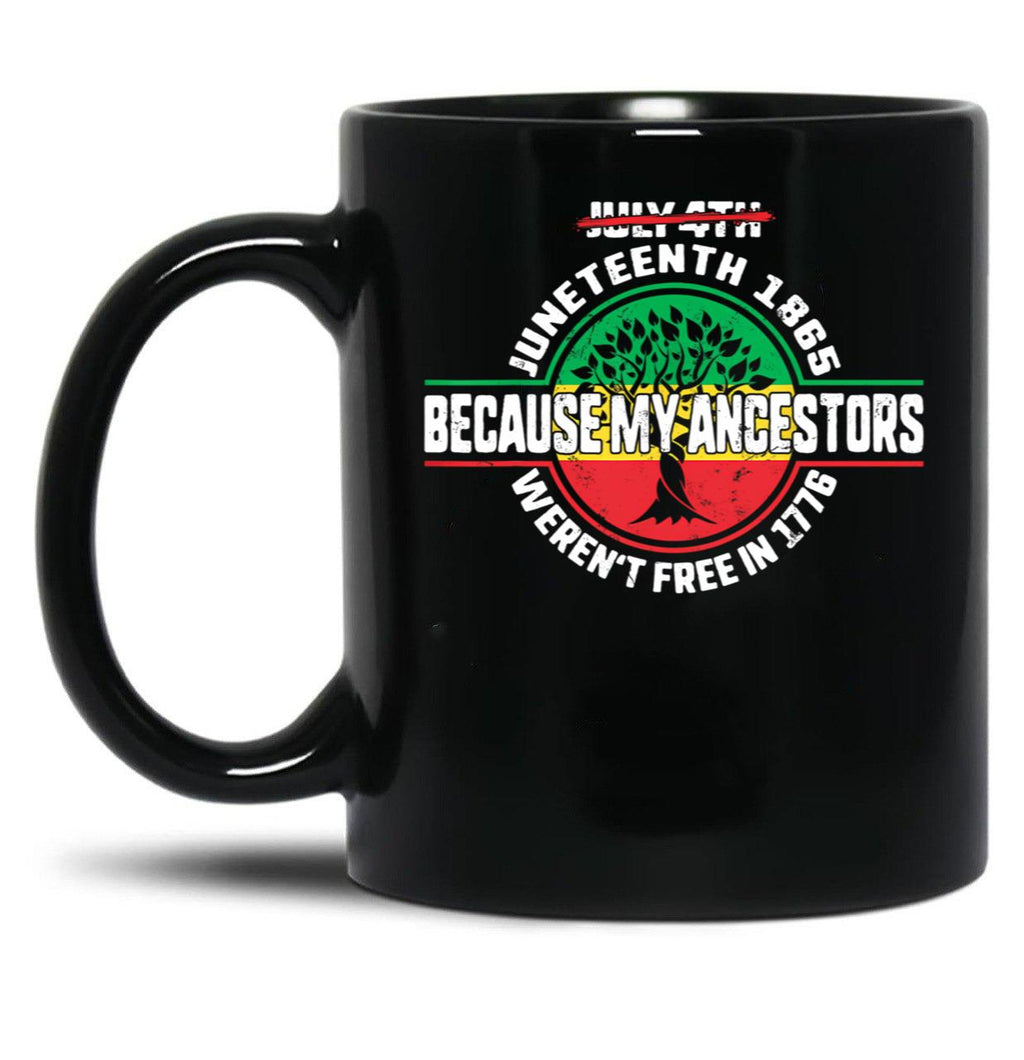 Juneteenth Tree Independence Freedom Day Black Coffee Mug