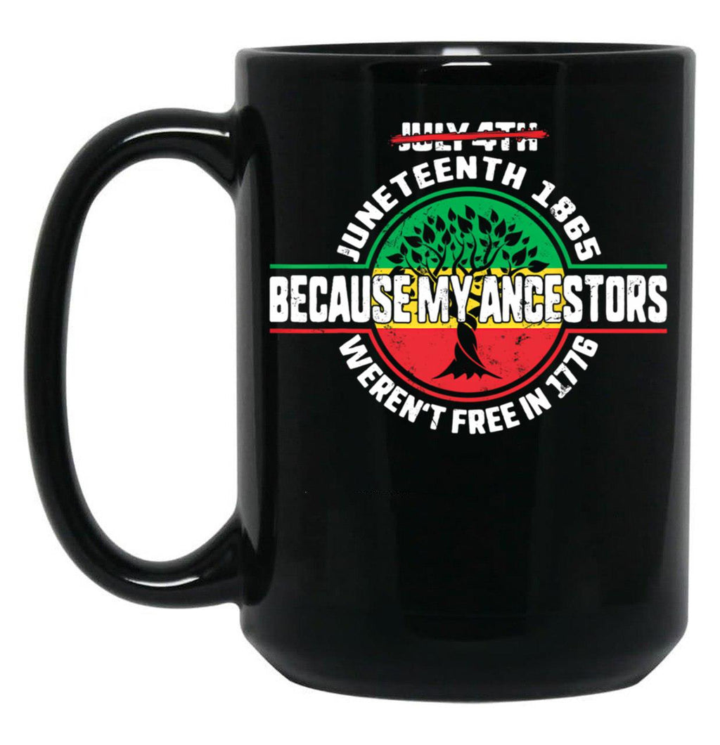 Juneteenth Tree Independence Freedom Day Black Coffee Mug