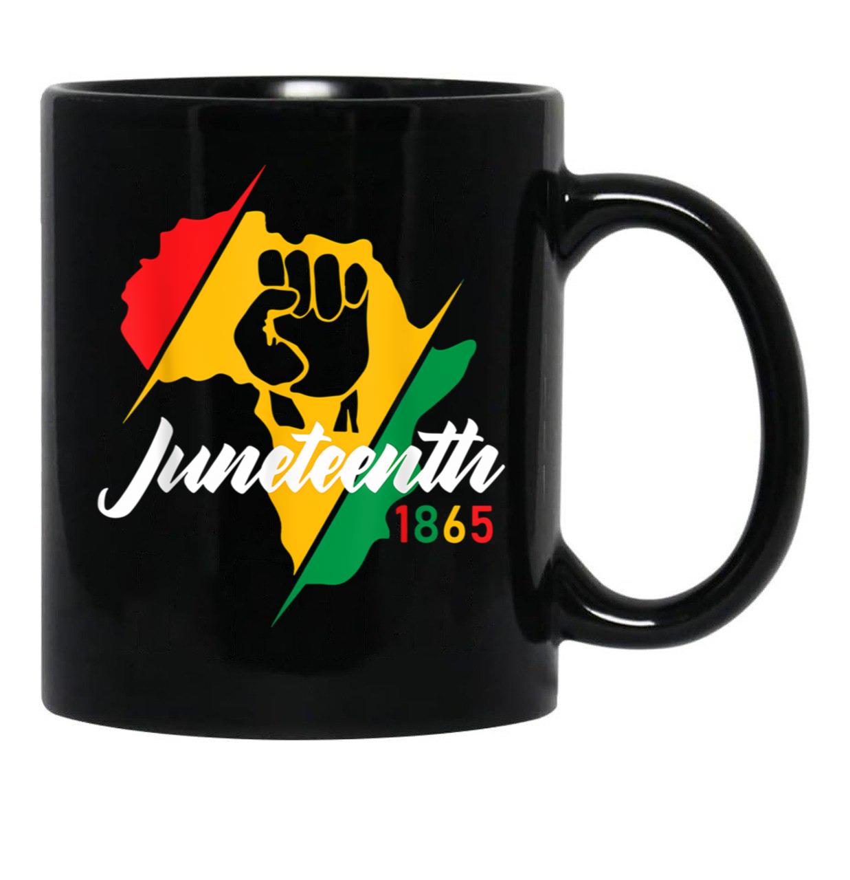 Juneteenth Mug Women Juneteenth Mugs 1865 Juneteenth Mug Black Coffee Mug - Black