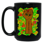 Juneteenth Woman Fist Manicure Tattoo Black Coffee Mug