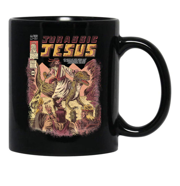 Jurassic Jesus Black Coffee Mug, Gift Coffee Mug - Black