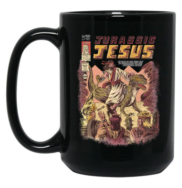 Jurassic Jesus Black Coffee Mug, Gift Coffee Mug - Black