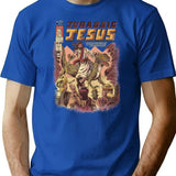Jurassic Jesus Premium Heavyweight Cotton T-Shirt - Blue