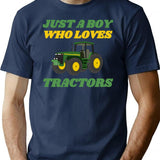 Just A Boy Who Loves Tractors Gifts For Tractors Lovers T-Shirt for Men & Women, T-Shirts Graphic Tee - Navy