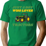 Just A Boy Who Loves Tractors Gifts For Tractors Lovers T-Shirt for Men & Women, T-Shirts Graphic Tee - Green