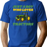 Just A Boy Who Loves Tractors Gifts For Tractors Lovers T-Shirt for Men & Women, T-Shirts Graphic Tee - Blue