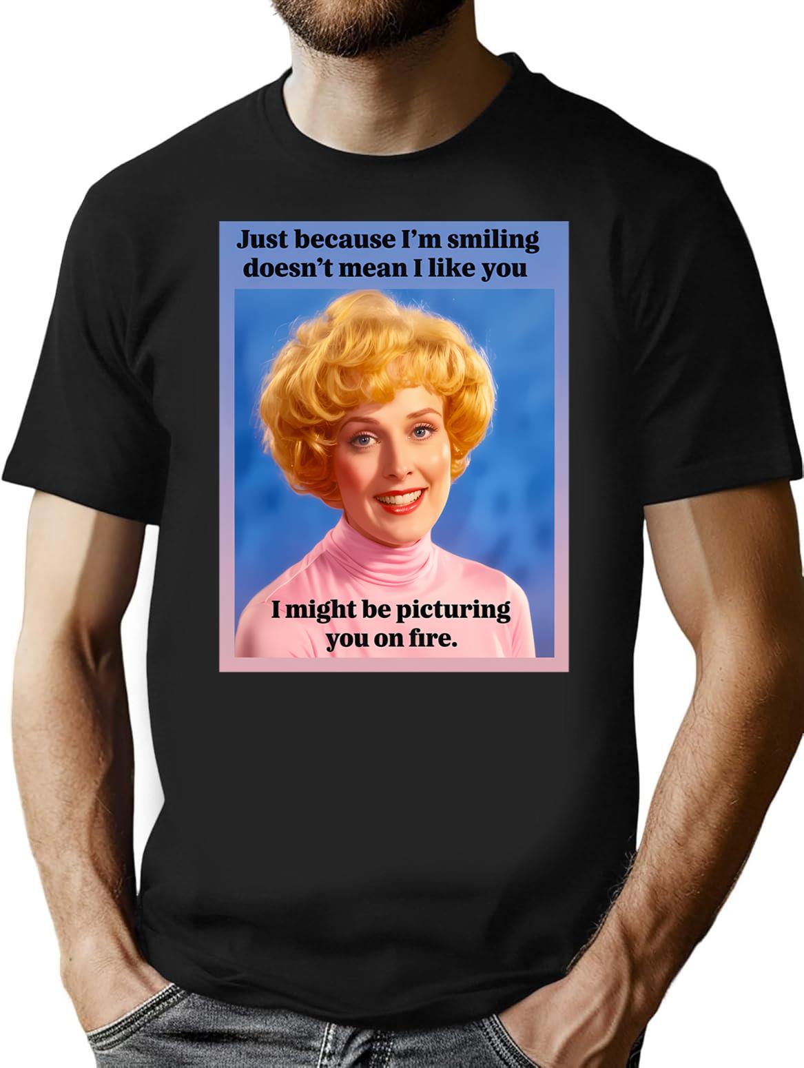 Just Because I'M Smiling Does'T Mean I Like You T-Shirt for Men & Women, T-Shirts Graphic Tee - Black