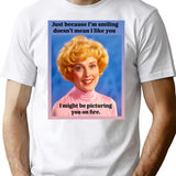 Just Because I'M Smiling Does'T Mean I Like You T-Shirt for Men & Women, T-Shirts Graphic Tee - White