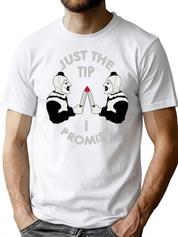 Just The Tip I Promise Art The Clown Terrifiers 2 Killer Clown Illustration Premium Heavyweight Cotton T-Shirt - White