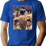 Kazuma Kiryu Vintage Bootleg Style T-Shirt for Men & Women, T-Shirts Graphic Tee - Blue