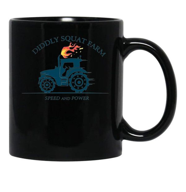 Kekevo Tractor Diddly Squat Farm Speed and Power Black Coffee Mug, Gift Coffee Mug - Black