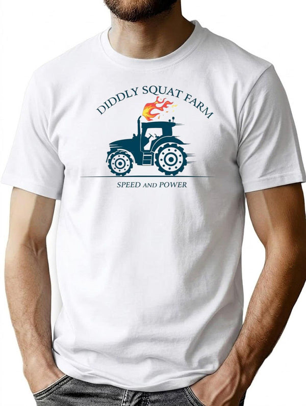 Kekevo Tractor Diddly Squat Farm Speed and Power Premium Heavyweight Cotton T-Shirt - White