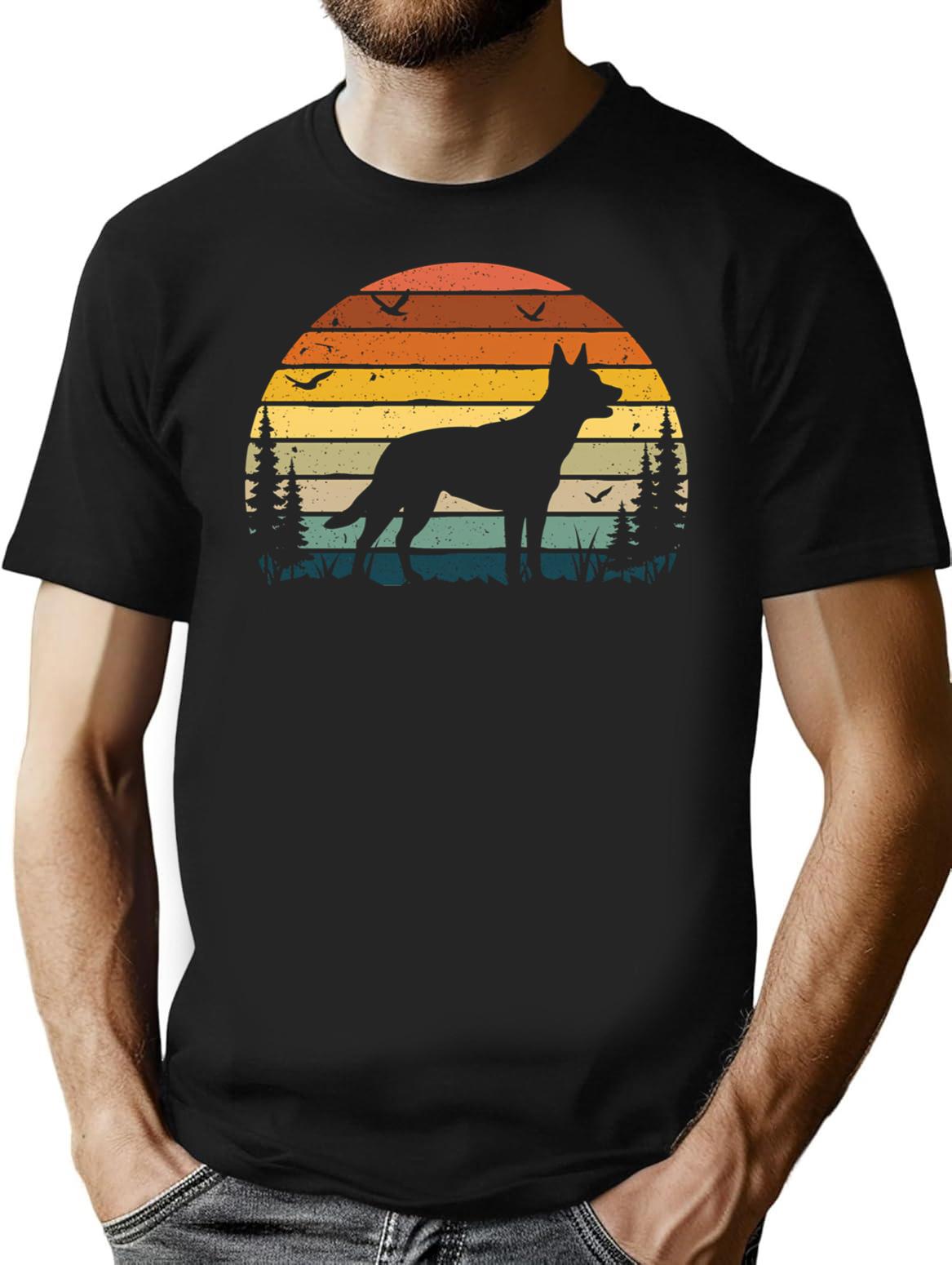Kelpie Dog Retro Vintage T-Shirt for Men & Women, T-Shirts Graphic Tee - Black