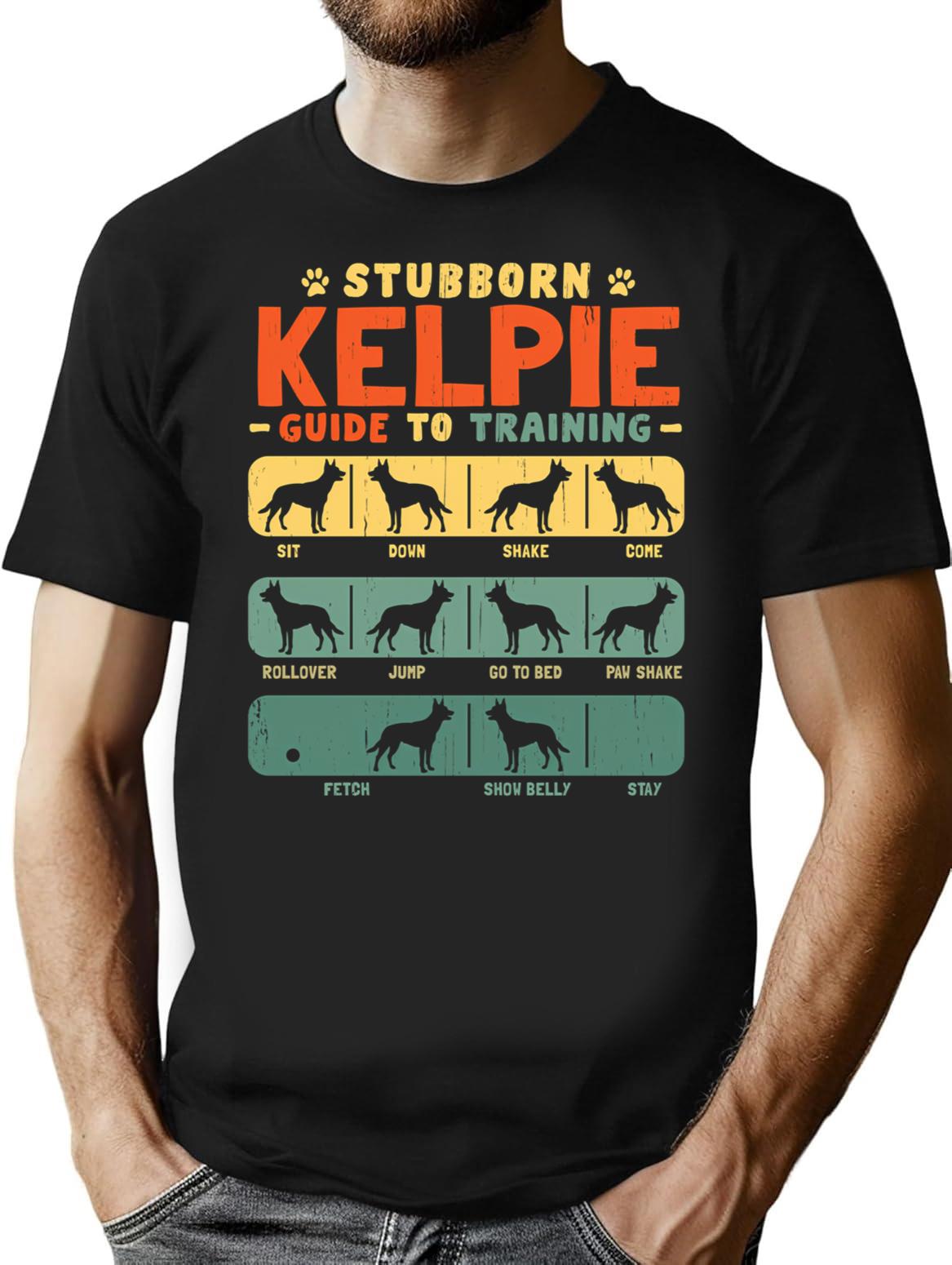 Kelpie Funny Guide To Traning T-Shirt for Men & Women, T-Shirts Graphic Tee - Black