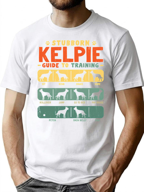 Kelpie Funny Guide To Traning T-Shirt for Men & Women, T-Shirts Graphic Tee - White