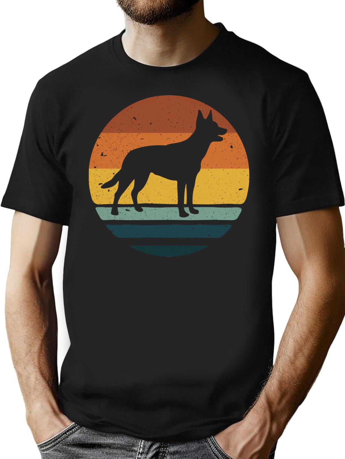 Kelpie Retro Vintage T-Shirt for Men & Women, T-Shirts Graphic Tee - Black