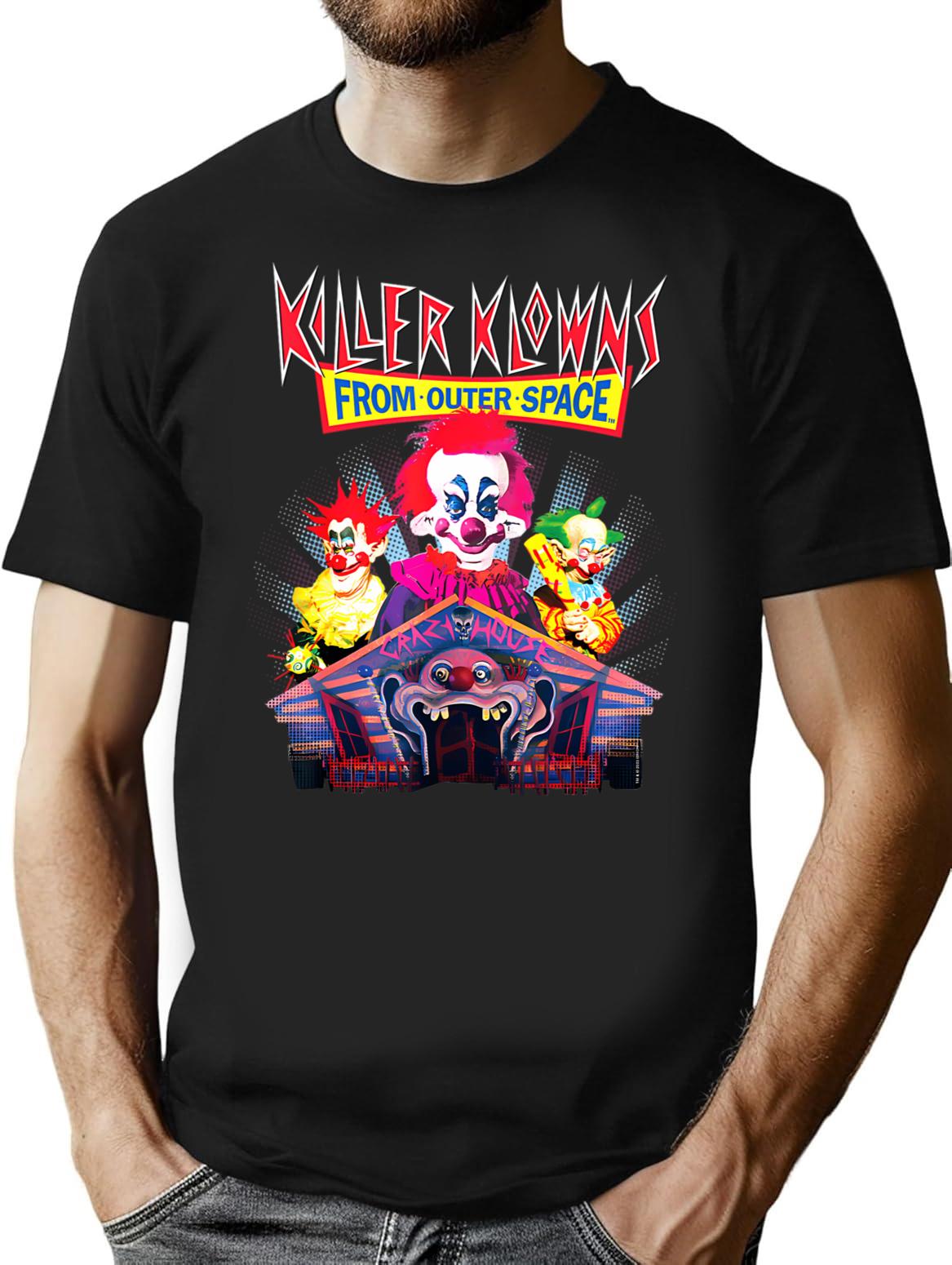 Killer Klowns From Outer Space Crazy House T-Shirt for Men & Women, T-Shirts Graphic Tee - Black