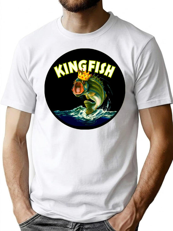 Kingfish T-Shirt for Men & Women, T-Shirts Graphic Tee - White