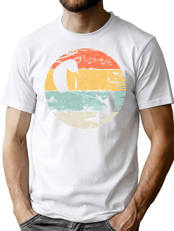 Kite Boarding Kiteboarder Retro Vintage Look Gift T-Shirt for Men & Women, T-Shirts Graphic Tee - White
