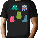 Kuchi Kopi Friends Stickers T-Shirt for Men & Women, T-Shirts Graphic Tee - Black