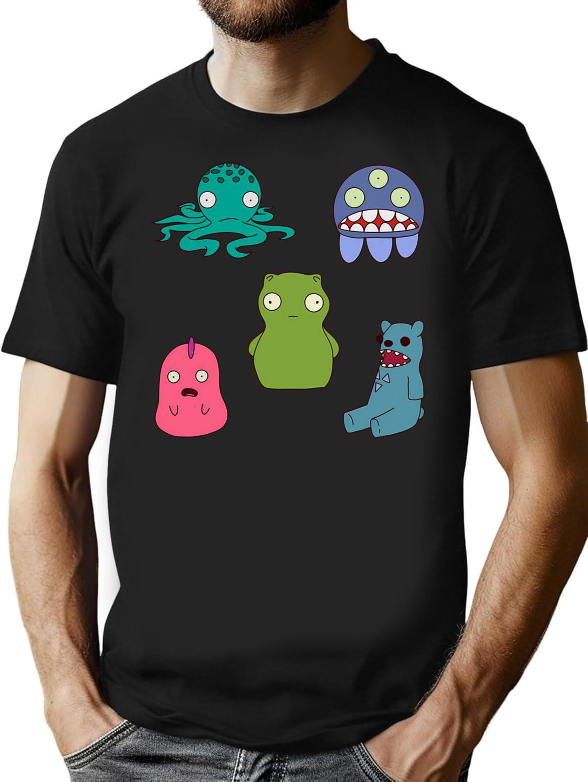 Kuchi Kopi Friends Stickers T-Shirt for Men & Women, T-Shirts Graphic Tee - Black