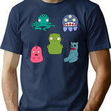 Kuchi Kopi Friends Stickers T-Shirt for Men & Women, T-Shirts Graphic Tee - Navy