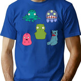 Kuchi Kopi Friends Stickers T-Shirt for Men & Women, T-Shirts Graphic Tee - Blue