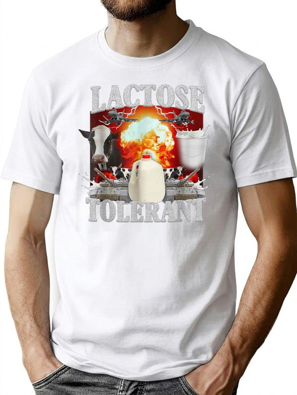 Lactose Tolerant Funny Premium Heavyweight Cotton T-Shirt - White