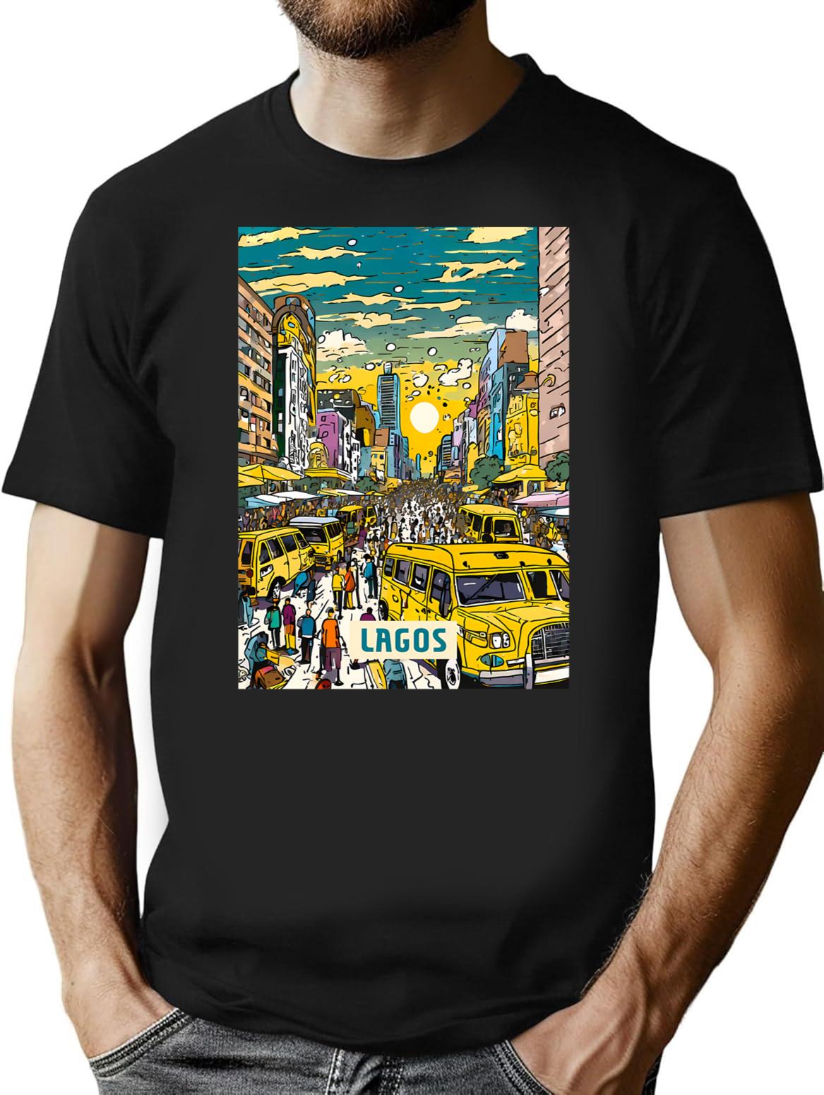 Lagos T-Shirt for Men & Women, T-Shirts Graphic Tee - Black