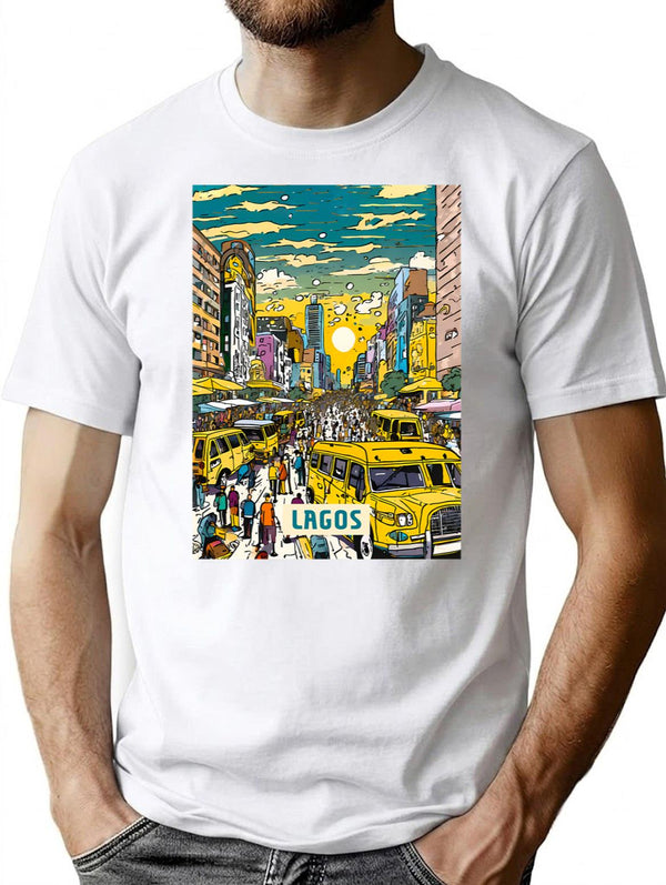 Lagos T-Shirt for Men & Women, T-Shirts Graphic Tee - White
