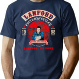 Lanford Custom Cycles Dan Conner T-Shirt for Men & Women, T-Shirts Graphic Tee - Navy