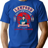 Lanford Custom Cycles Dan Conner T-Shirt for Men & Women, T-Shirts Graphic Tee - Blue